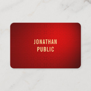 Carte De Visite Modèle de texte professionnel en or damassé rouge 