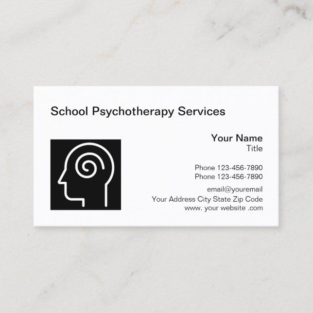Carte De Visite Modèle du logo du psychothérapeute scolaire (Devant)