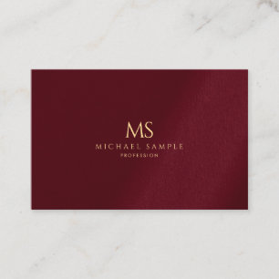 Carte De Visite Modèle élégant Bordeaux Monogramme Or Luxe