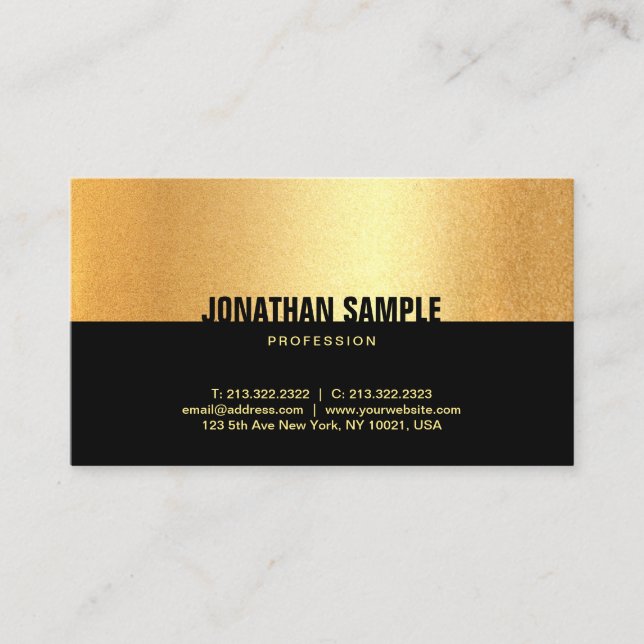 Carte De Visite Modèle élégant moderne Black Gold Glamor (Devant)