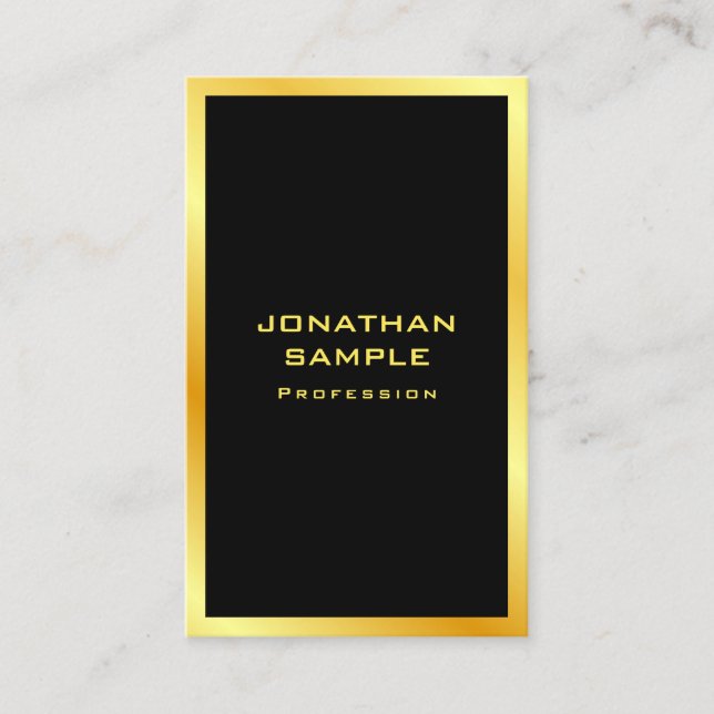 Carte De Visite Modèle élégant moderne noir et or (Devant)