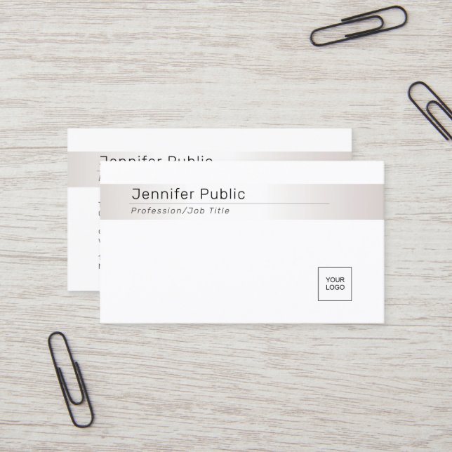 Carte De Visite Modèle élégant moderne professionnel aspect argent (Devant/Arrière en situation)