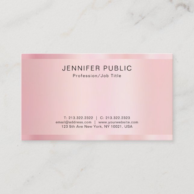 Carte De Visite Modèle élégant moderne Rose Gold Professionnel (Devant)