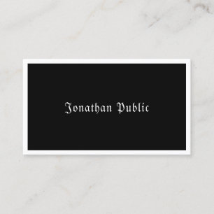 Carte De Visite Modèle élégant noir et blanc de script de calligra