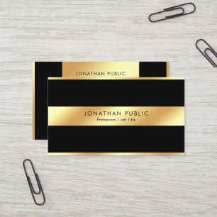 Carte De Visite Modèle élégant noir et or professionnel moderne