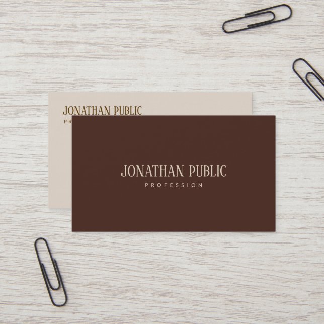 Carte De Visite Modèle élégant professionnel marron et beige Luxe (Devant/Arrière en situation)