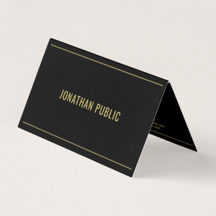 Carte De Visite Modèle élégant professionnel plié noir et or
