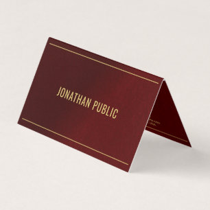 Carte De Visite Modèle élégant professionnel plié Texte Or