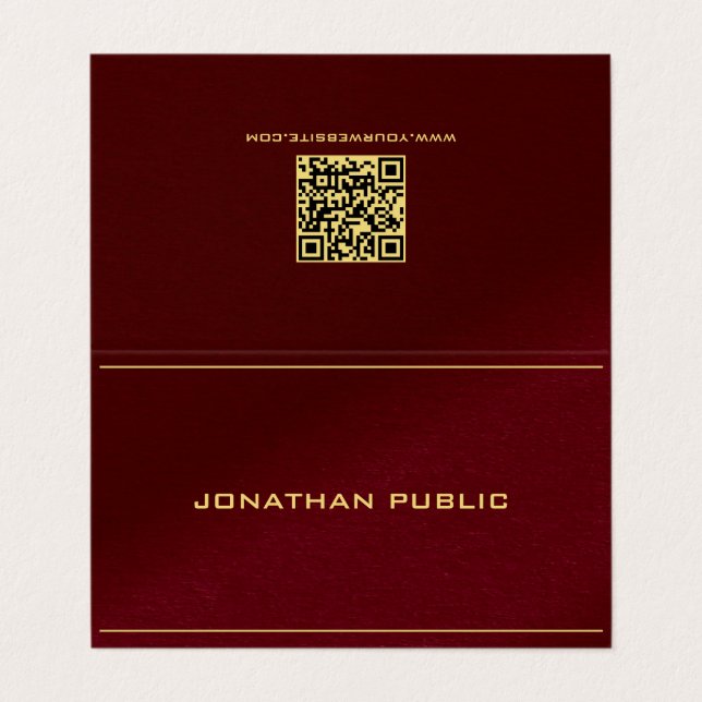 Carte De Visite Modèle élégant professionnel texte doré plié (Extérieur déplié)