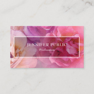 Carte De Visite Modèle floral moderne élégant de roses d'aquare