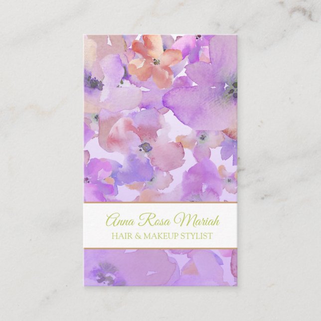 Carte De Visite *~* Modèle Floral Populaire Spa Fille Beauté Chic (Devant)
