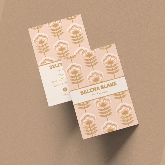 Carte De Visite Modèle floral vertical moderne - Élégant et tendan (Créateur téléchargé)