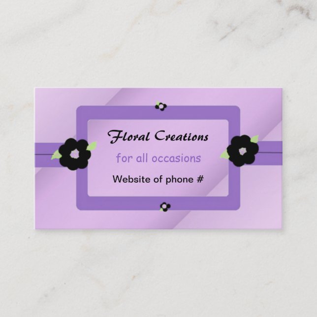 Carte De Visite Modèle floral violet et noir (Devant)