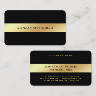 Carte De Visite Modèle glamé élégant Black & Gold personnalisé