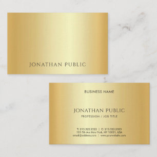 Carte De Visite Modèle minimaliste de luxe en faux or personnalisé