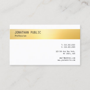 Carte De Visite Modèle minimaliste élégant Gold White tendance