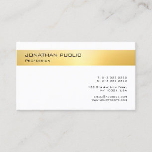 Carte De Visite Modèle minimaliste Gold White Professional Design
