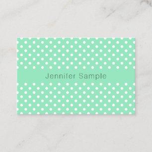 Carte De Visite Modèle moderne Elegant Mint Green White Dots