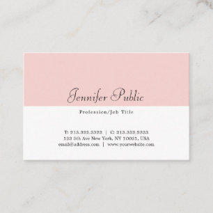 Carte De Visite Modèle moderne simple Élégant rose pâle blanc