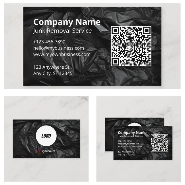 Carte De Visite Modèle noir de suppression de junk (Junk Removal Black Template Business Card
)