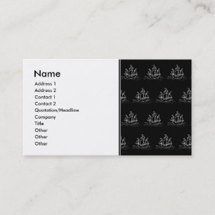Carte De Visite Modèle noir et blanc de bateau de pirate