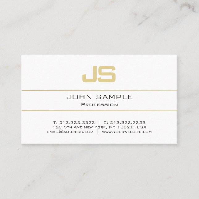 Carte De Visite Modèle personnalisé Gold initial Monogramme modern (Devant)
