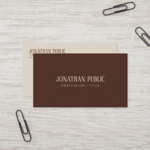 Carte De Visite Modèle personnalisé marron et beige Luxe Premium É