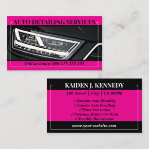 Carte De Visite Modèle photo de détail du service de voiture rose 