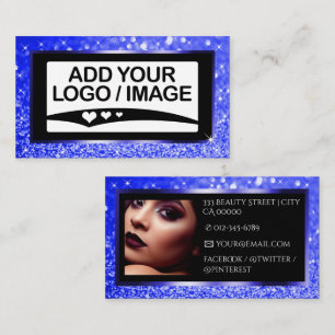 Carte De Visite Modèle photo de logo Bright Blue Sparkle
