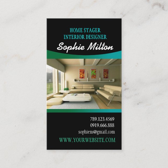 Carte De Visite Modèle photo du concepteur d'intérieur du volet Ac (Devant)