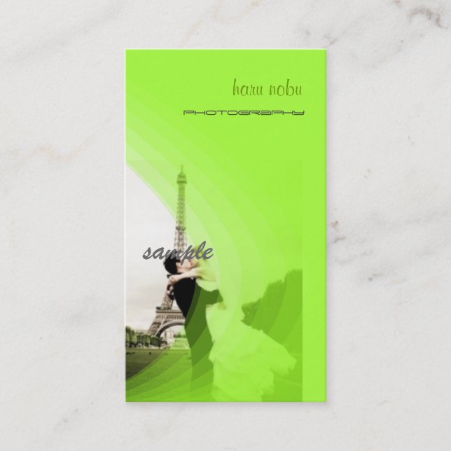 Carte De Visite Modèle photo vert fluorescent, ajoutez votre propr (Devant)