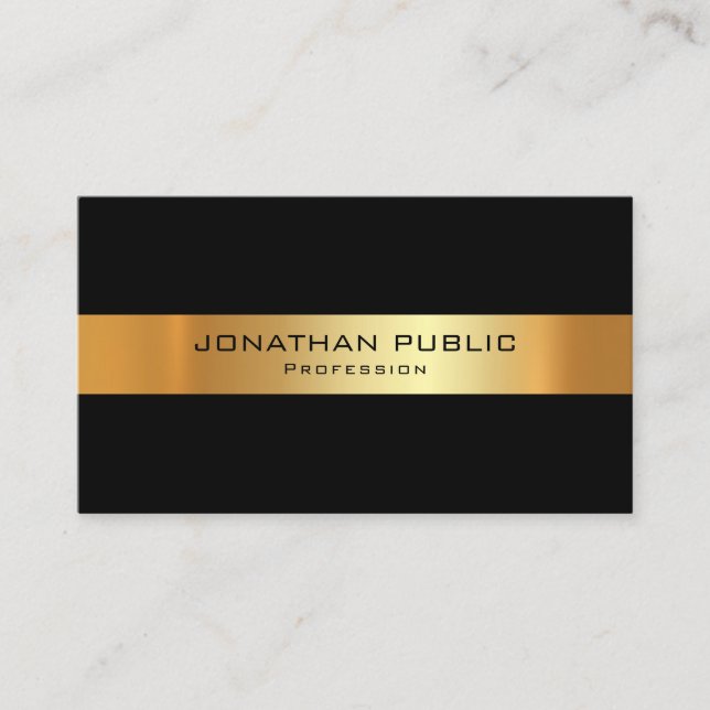 Carte De Visite Modèle professionnel élégant Noir et Or (Devant)
