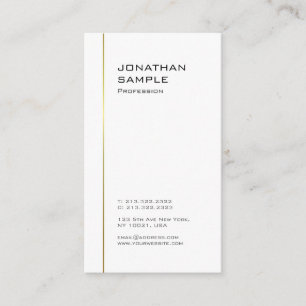 Carte De Visite Modèle professionnel moderne minimaliste or blanc