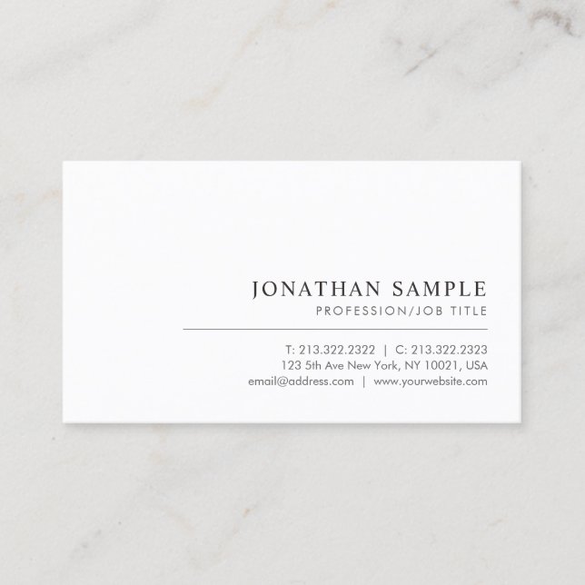 Carte De Visite Modèle professionnel simple et élégant (Devant)