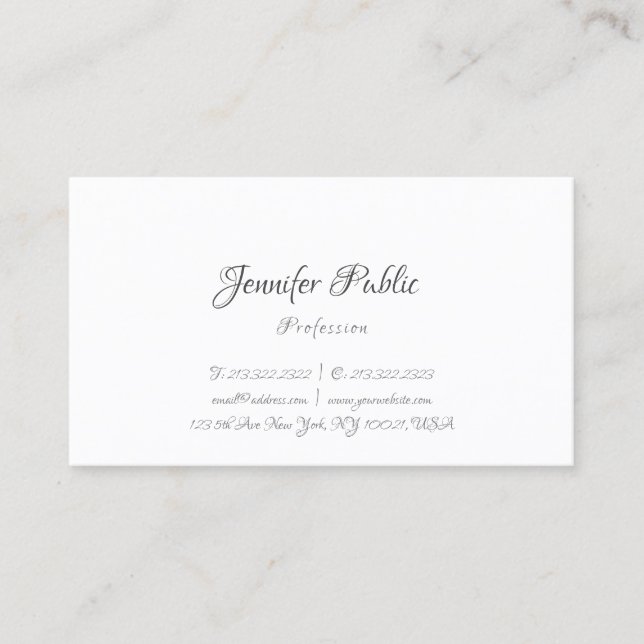 Carte De Visite Modèle professionnel simple manuscrit élégant (Devant)