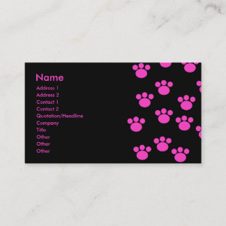 Carte De Visite Modèle rose et noir lumineux d'empreinte de patte