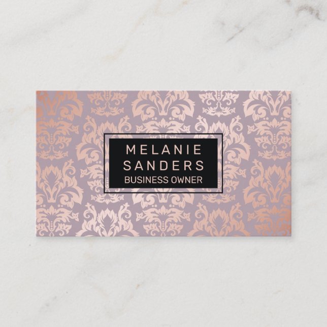 Carte De Visite Modèle rose Gold Damask | Luxe (Devant)