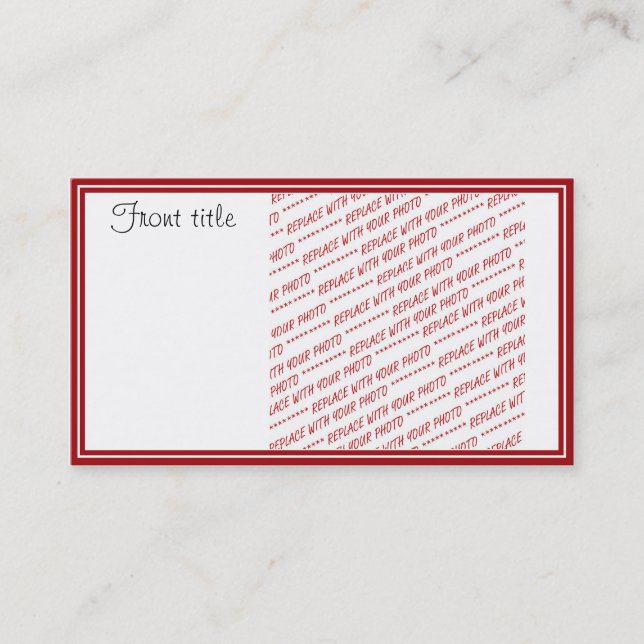 Carte De Visite Modèle rouge découpé - Ajouter une photo (Devant)
