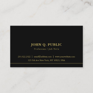 Carte De Visite Modèle simple chic professionnel noir et or