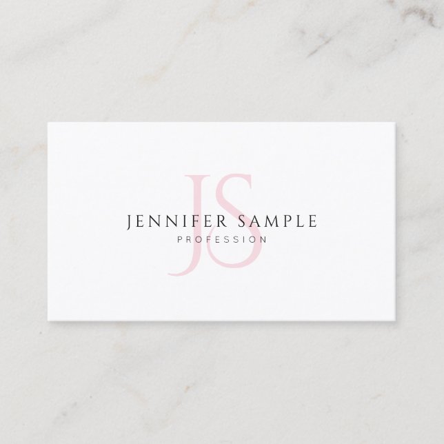 Carte De Visite Modèle simple créatif rose monogramme chic moderne (Devant)