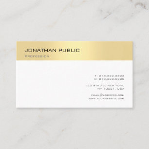 Carte De Visite Modèle simple professionnel élégant or blanc