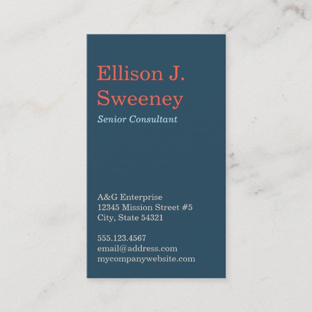 Carte De Visite Modèle standard marine bleu professionnel audace t (Devant)