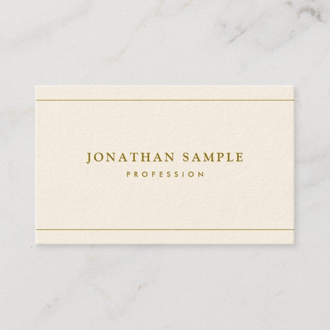 Carte De Visite Modèle Tendance Élégant Texte Or Luxe Crème (Devant)
