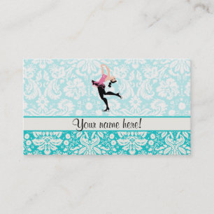 Carte De Visite Modèle turquoise Damask Patinage sur glace