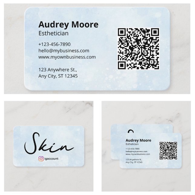 Carte De Visite Modèles de code QR de logo d'esthéticienne pour le (Skincare Makeup Esthetician Logo QR Code Templates Business Card
)