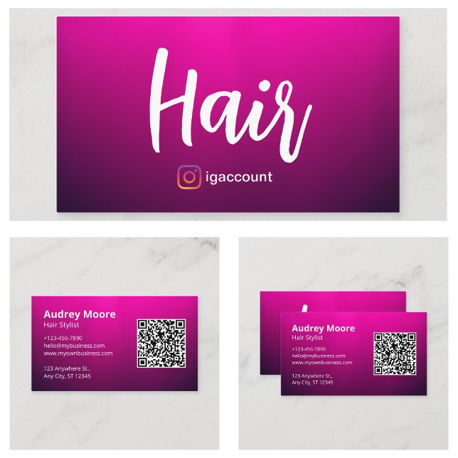 Carte De Visite Modèles de codes QR pour coiffeurs professionnels (Professional Hair Stylist QR Code Templates Business Card
)