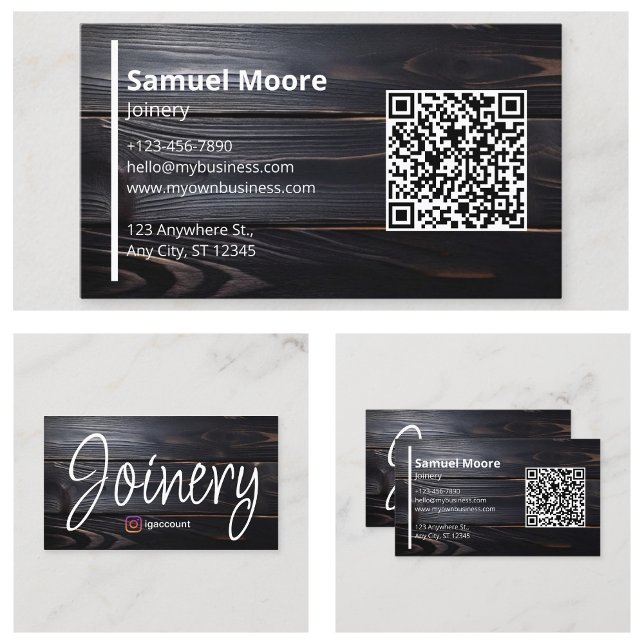Carte De Visite Modèles de conceptions de menuiserie professionnel (Professional Joinery Designs Templates Ebony Wood Business Card
)