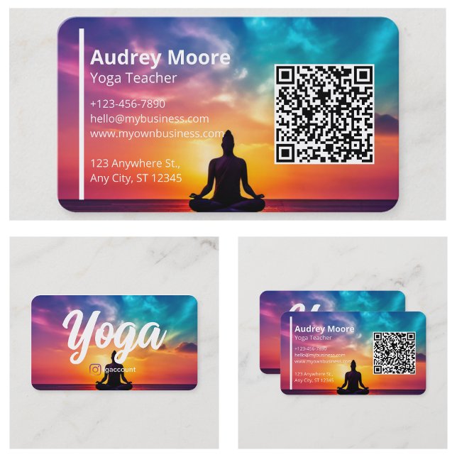 Carte De Visite Modèles de professeur de yoga moderne Conception d (Modern Yoga Teacher Templates Design Yoga Studio Business Card
)