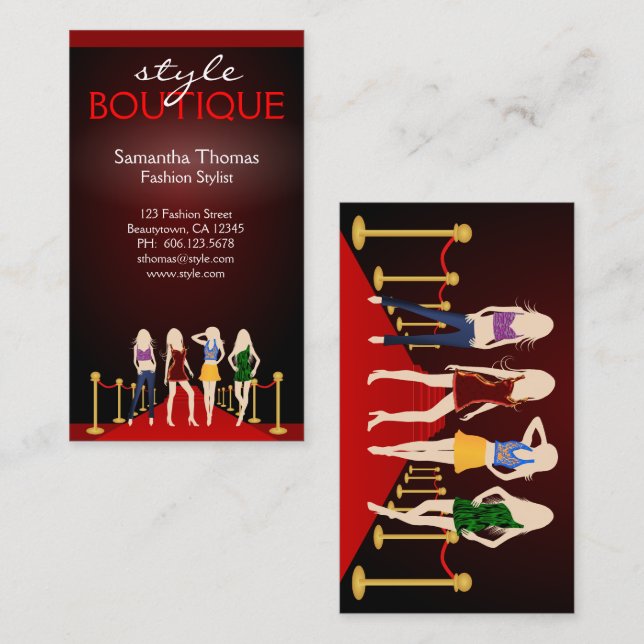 Carte De Visite Modèles sur la boutique de mode Tapis rouge (Devant / Derrière)