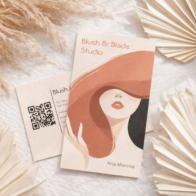 Carte De Visite Modern abstract Illustration Hairstylist Salon (Créateur téléchargé)